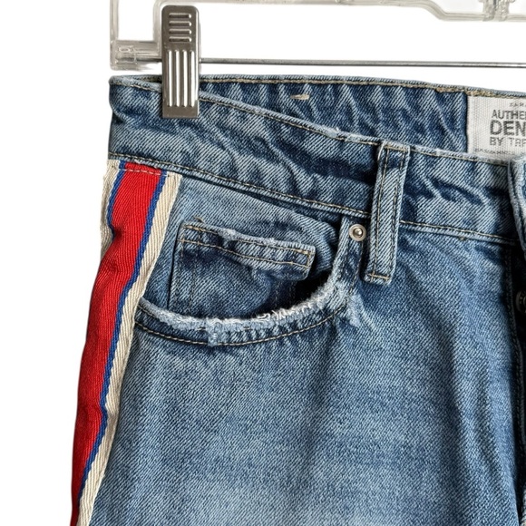Zara Authentic Denim TRF Straight Cropped Jeans Medium Wash Side Stripe Size 4 - Picture 8 of 16